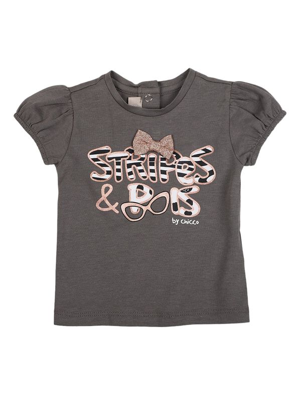 Girls Medium Grey Short Sleeve Knitted T- Shirt image number 0